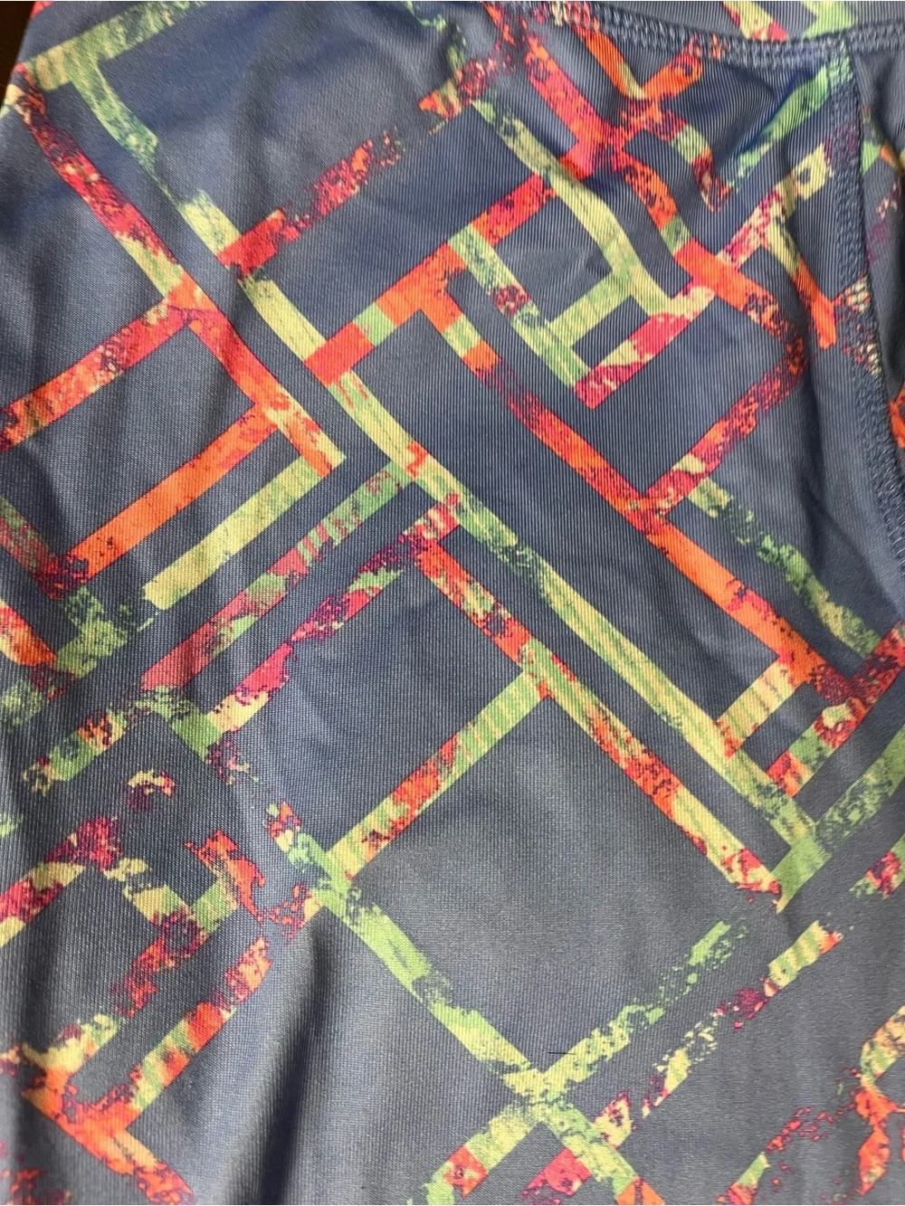 exertek Purple Leggings with Pink and Green Geometric Print